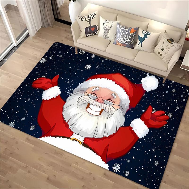 Funny Santa Claus Merry Christmas Carpet for Home Living Room Kid's Bedroom Sofa Doormat Kitchen Floor Rugs Anti-slip Decor Gift