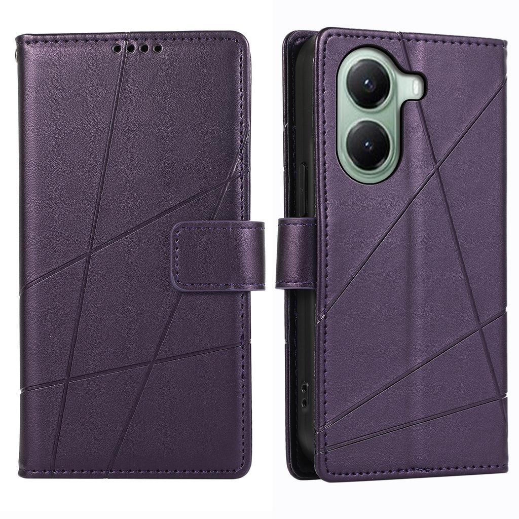 DF-06 For Xiaomi Poco X7 Pro 5G/Redmi Turbo 4 5G Phone Case Line Imprint Leather Wallet Cover
