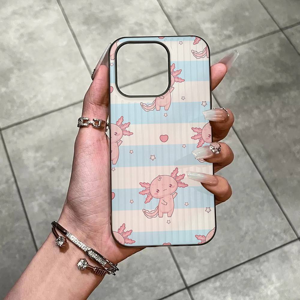 Cartoon Axolotl Cute For IPhone 17 16 15 14 13 12 11 Pro Max Plus Pro Corrugated Shockproof Matte Phone Cover