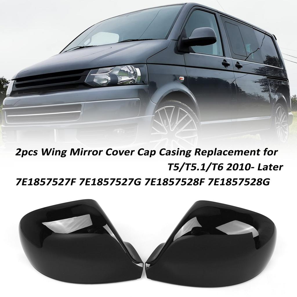 2pcs Wing Mirror Cover Cap Casing Replacement for VOLKSWAGEN TRANSPORTER T5 T5.1 T6 2010  Later 7E1857527F