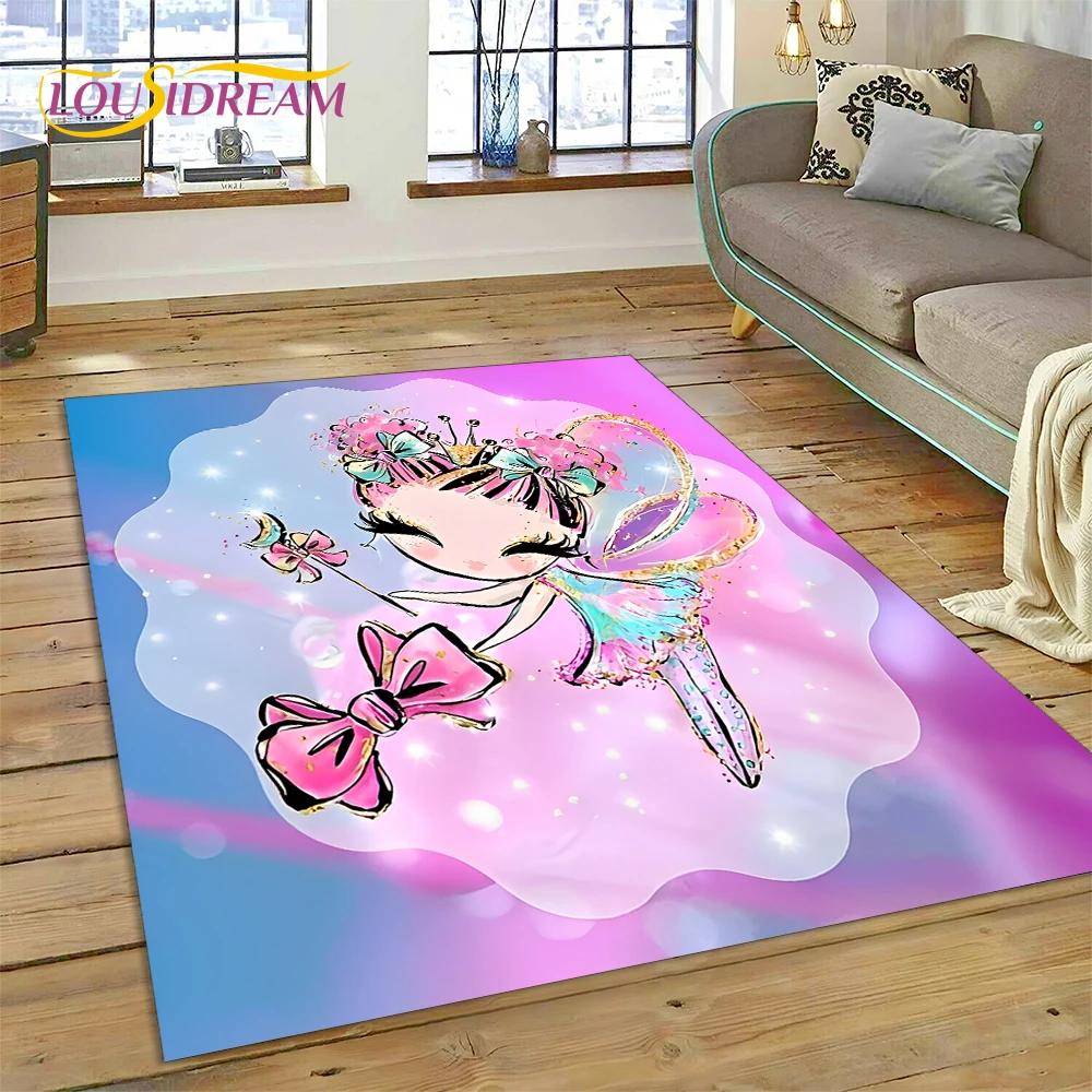 Alfombra Alfombra de Dibujos Animados de Hada Bailarina de Ballet de Ensueño Linda para Decoración de Sala de Estar Dormitorio, Decoración Antideslizante para Sofá Felpudo Niño
