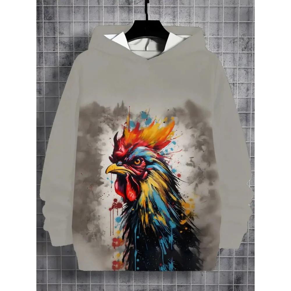 Lustiger Tier Hühner Print Unisex Hoodies Herbstmode Street Herren Sweatshirts Lässig Locker Herren Bekleidung Oberteile Hoodies