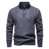Autumn Winter Men's Casual Pullover Sweater Half Zipper Stand Collar Knitted Pullovers Men Geometric Fashion Warm Knit Sweaters