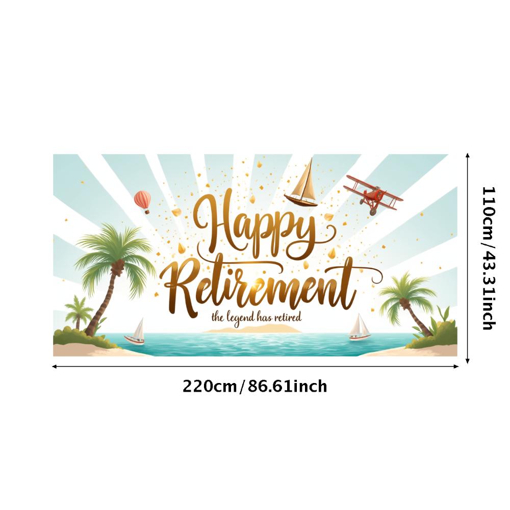 Palm Trees Design Event Banner Travel Decor Happy Retirement Banner for Retirement Gathering Travel Event Vacation Party