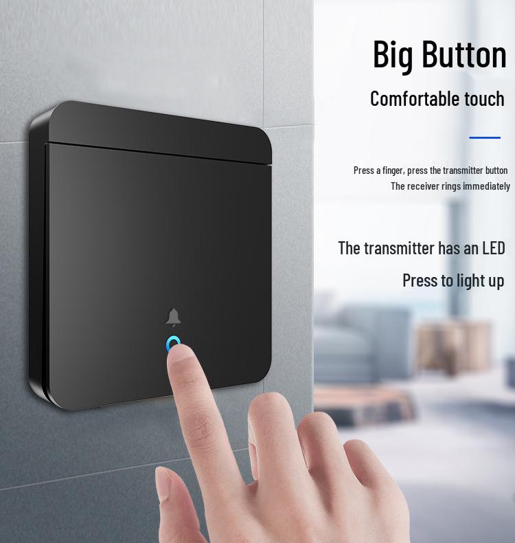 Wireless Villa Doorbell with Long-Range, Indoor Elderly Reminder, 86 Type Large Button - One-to-Two System
