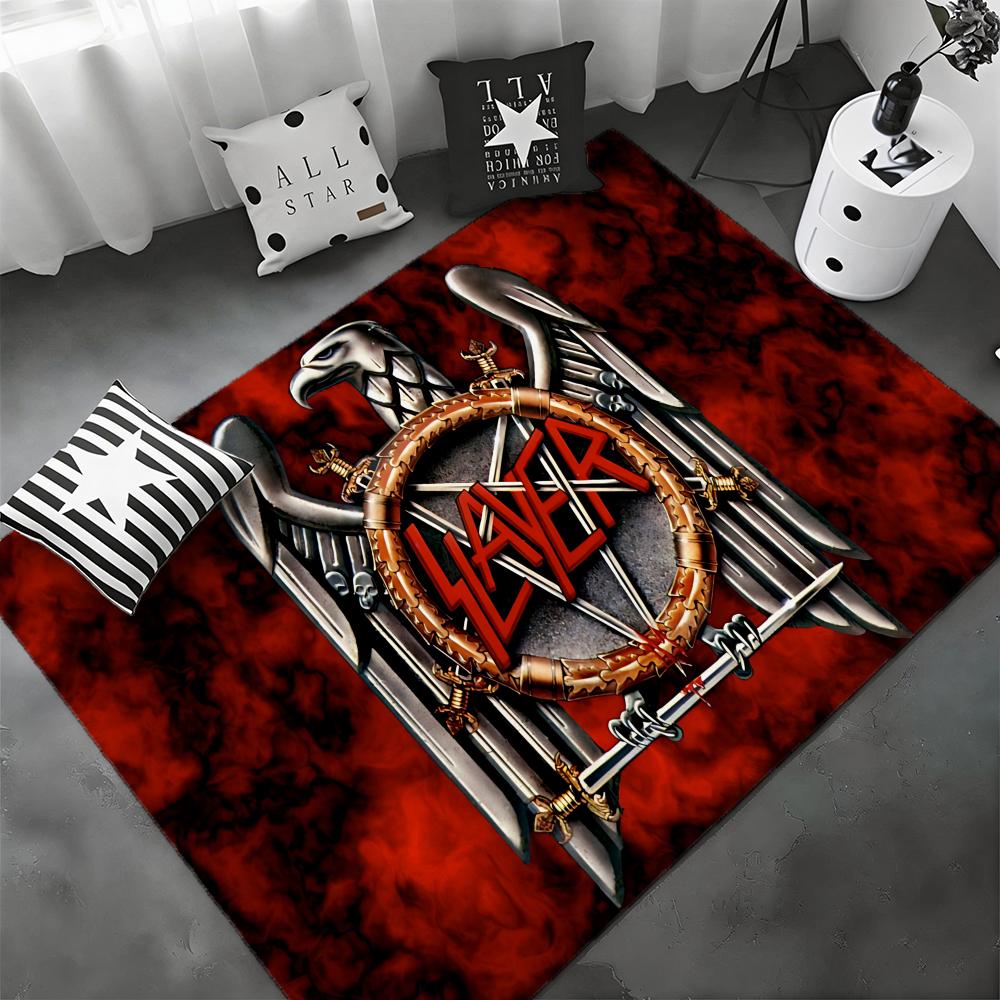 Thrash Metal Band S-Slayers Floor Mat Soft Thickened Flannel Door Mat Non-Slip Living Room Rug Home Decor