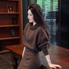 2025 Autumn Light Luxury Brown Sweater and Skirt Set - Feminine, Elegant, and Stylish