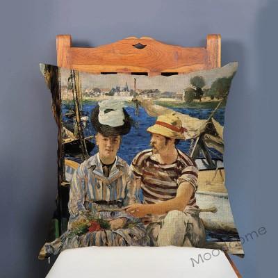 Edouard Manet World Famous Oil Painting Olympia Young Girls The Lunch Impressionism Sofa Pillow Case Gallery Art Cushion Cover