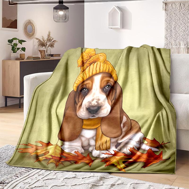 1PC Dog cute printed blanket, all season lightweight home office outdoor nap multifunctional blanket A3