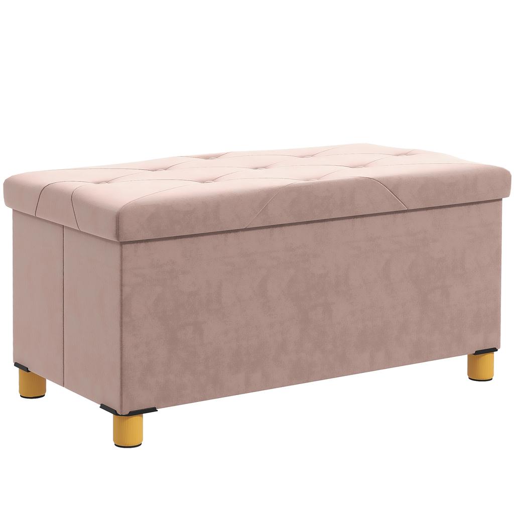 Faltbare Aufbewahrungsbank am Fußende Volumen 67 L Tragfähigkeit 120 kg mit Deckel 76L x 38B x 38H cm Rosa