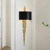 Long Brass Wall Lamp With Mercerized Cloth Cover For Bedroom Living Room Corridor Aisle Postmodern Copper Wall Sconce
