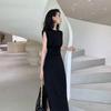 Design Sense Sleeveless Dress Women's New Year's New Summer Waist Celebrity Style Black Large Size Niche Dress