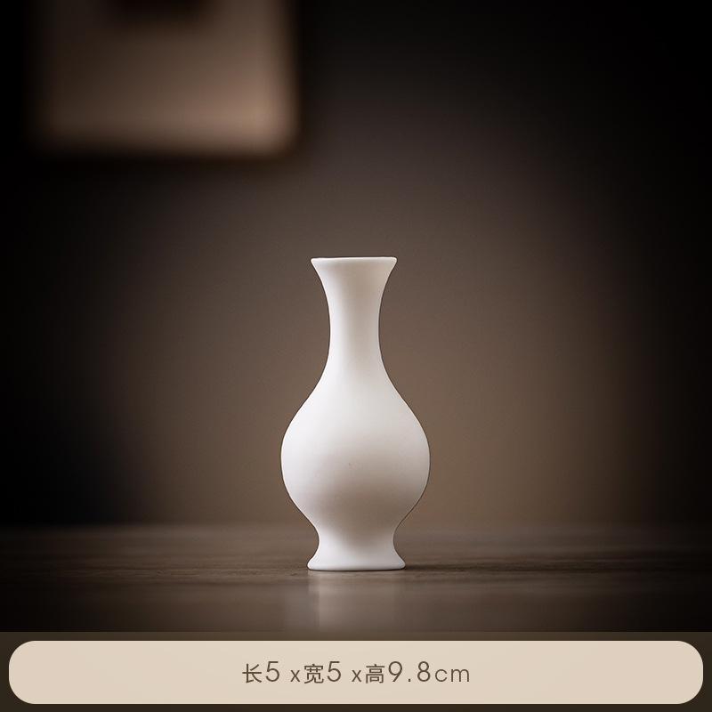 

White Porcelain Mini Vase Jade Bottle Home Tea Table Decor Zen Ceramic Flower Holder