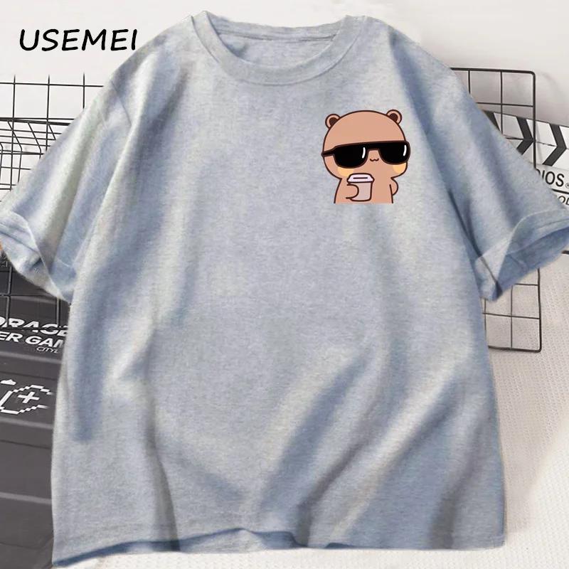 Cool Panda Bear Bubu Dudu Wearing Sunglasses Graphic T Shirts Bubu Dudu Drinking Teamilk T Shirt Cute Matching Couple Tshirt
