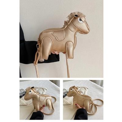 Shoulder Bag for Women PU Depressed Horse Womens Shoulderbag Cute Animal Crossbody Bag Red Black Pink