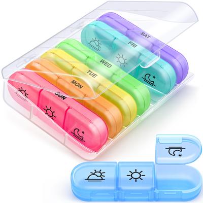Weekly Pill Box 7 Days Portable Pill Box 7 Days with 3 Separate Compartments for Medications for Vitamins Design for Dietary