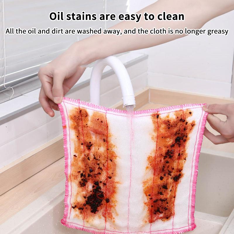 5-Layer Cotton Dishcloth (25X25Cm - Absorbent Kitchen Cleaning Cloth) розовый