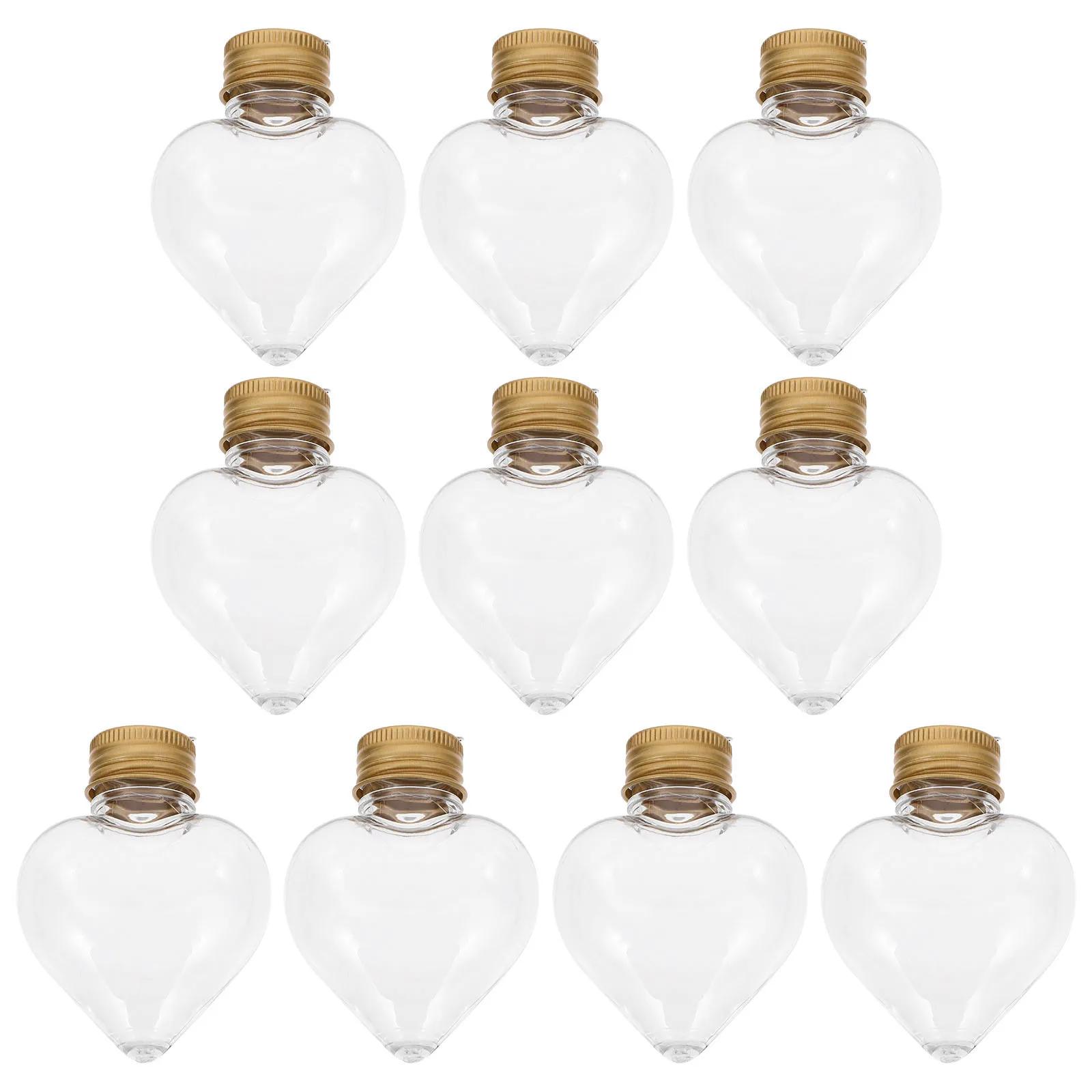 

10 Pcs Heart-shaped Bottle Pendant Mini Glass Bottles Plastic with Lids Jar Charm Christmas Aluminum Candy Milk Ornaments