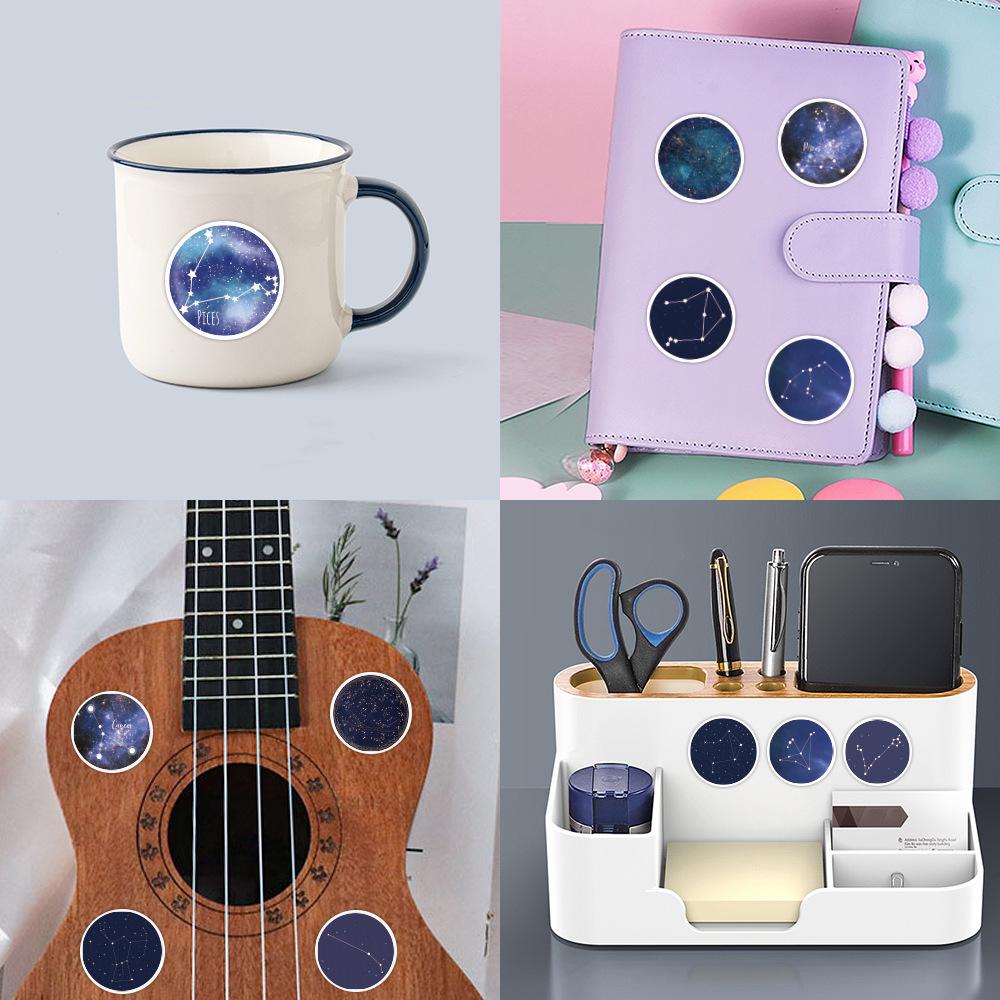 60 Pictures of Twelve Zodiac Signs Starry Sky Graffiti Stickers Suitcase Trolley Case Waterproof Laptop Stickers