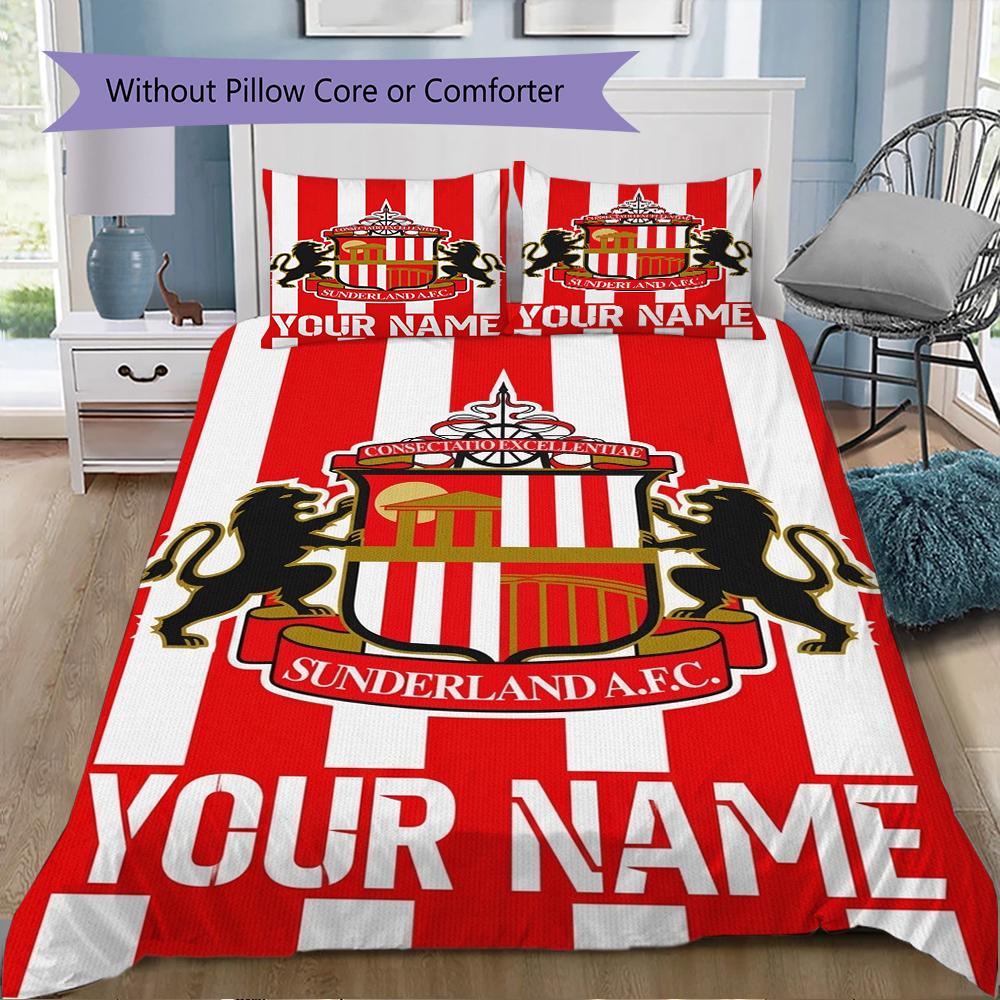 Biancheria da letto Sunderland con nome personalizzato, Set copripiumino Copripiumino Federa Regalo di compleanno per la casa(1 * copripiumino + 2 * federa, senza nucleo)_xia