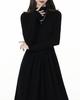 Women's Black High Neck Long Sleeve Bodycon Midi Dress - Petite Waist Slimming 2026 Spring Style