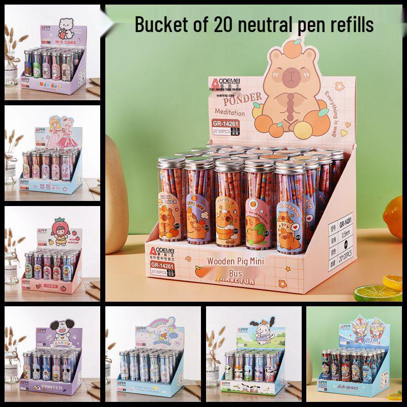 20-Pack Ink Refills: 0.38mm Black Needle Tip for 0.5mm Anime Student Pens