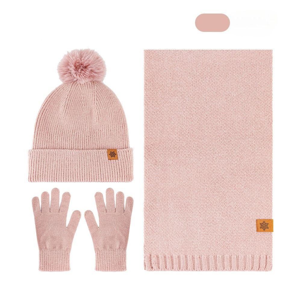 Knitted Hat Scarf Gloves Three Piece Set Winter Outdoor Velvet Warm Ear Protection Knitted Hat