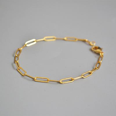 Copper Plated Genuine Gold Color Retention Cool and Simple Style Rectangular Chain Buckle Fashionable and Versatile Fine Bracelet for Women