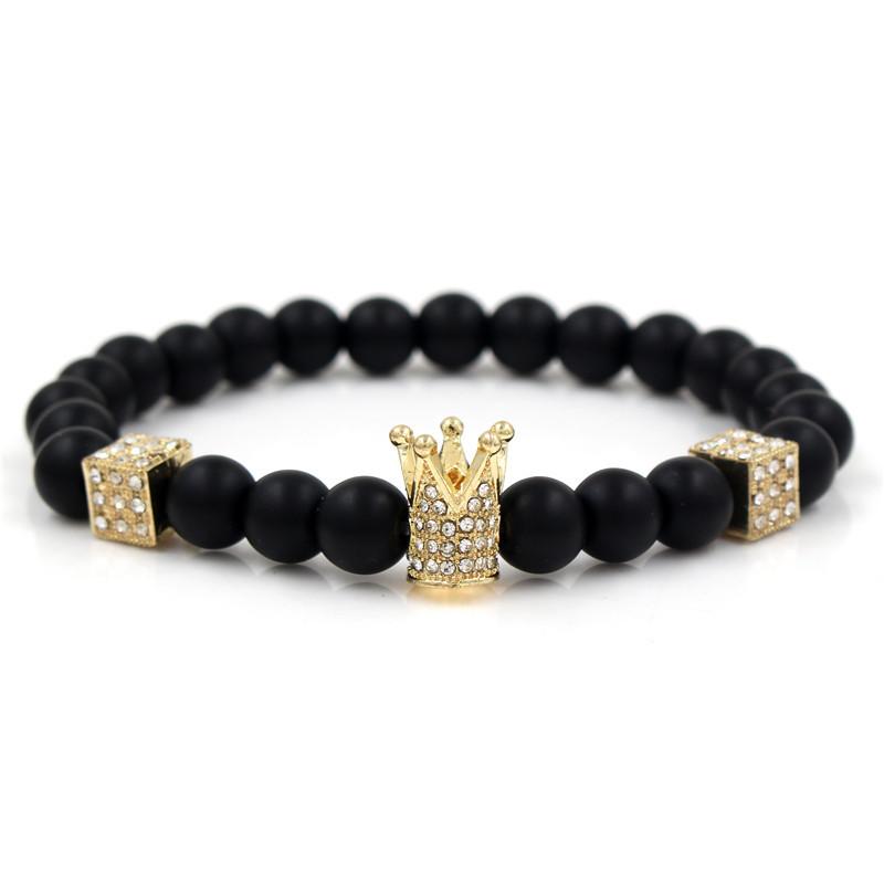 JYL TS Bracelet  Crown Cube Beaded Design Amplifies Fortune & Stability Gold лес зеленый