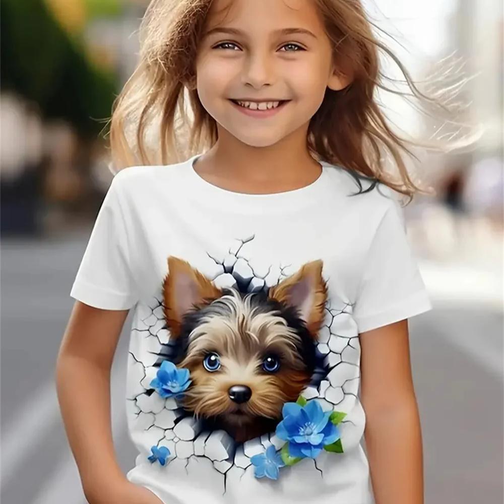 

Нові кумедні тварини 3D друк собака дівчаток футболки фестиваль вечірка короткі рукави топи повсякденні футболки 170