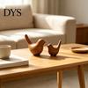 Minimalist Interior Design Pieces Bird Figurines with Wood Grain Look, Modern Home Decor Animal Sculptures, Ceramic Birds Abstract Ornaments