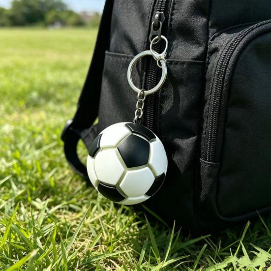 Keychain Pendant with LED Light Realistic Football Design Keyring Compact Bag Decoration Night