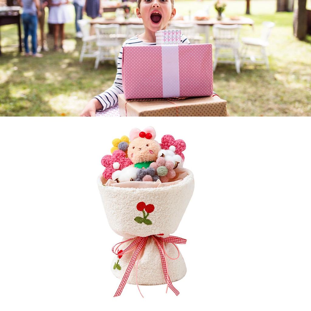 Plush Bouquet Toy Cute Cartoon Style Bright Colors Led String Light Stuffed Animals Bouquet For Birthday Valentine'S Day