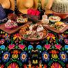 3 Pieces 54 x 108 Inches Mexican Fiesta Plastic Tablecloth, Disposable Rectangle Table Covers with Floral and Serape Stripe for Cinco de Mayo, Taco