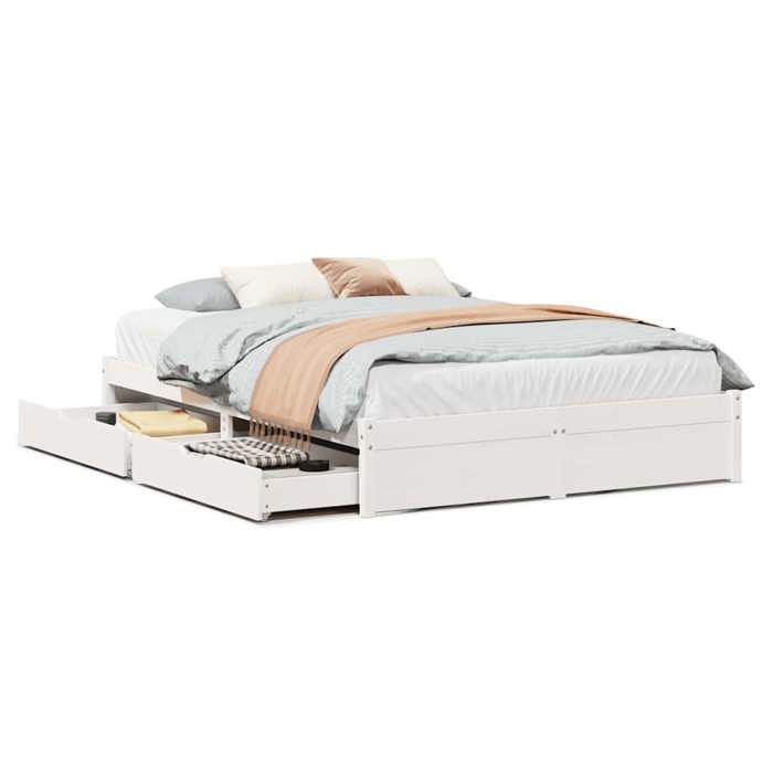 VidaXL Cadre de lit sans matelas blanc 140x200 cm bois de pin massif 3301663