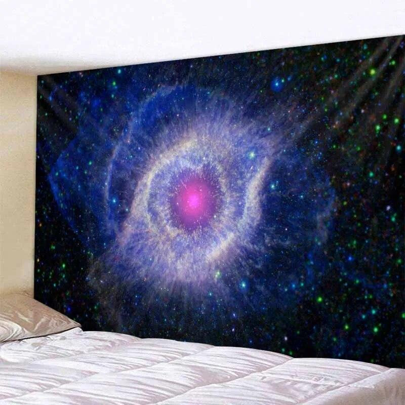Galaxy Night Sky Tapestry Moon Night Starry Sky Scenery Tapestry Bohemian Psychedelic Home Living Room Bedroom Decoration