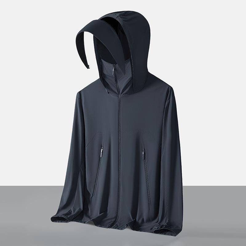 Unisex Hooded Ice Silk Sun Protection Jacket: Skin-Friendly, Breathable, Lightweight, and Cool.