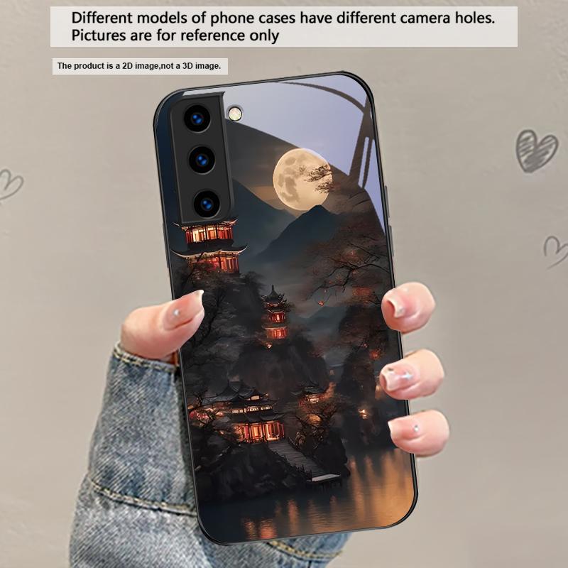 Moonlight Fairy Trail For Samsung Galaxy S20 S21 S22 S23 Plus S24 FE S25 Ultra S26 Edge S25+ S20+ S22+ Black Glass Phone Case