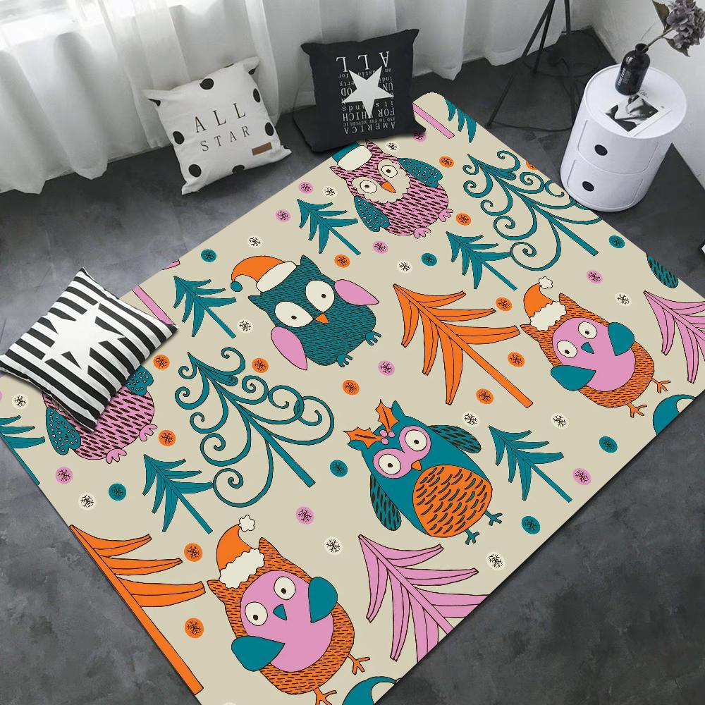 Pattern Colorful Owls Floor Mat INS Style Soft Bedroom Floor House Laundry Room Mat Anti-skid Household Carpets
