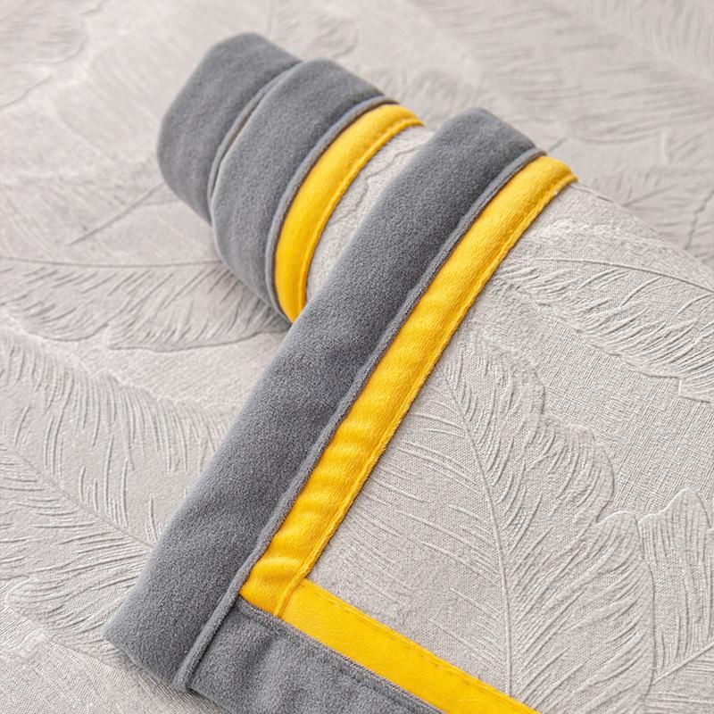 Sofaovertrekk Jacquard Kort Plysj Stue Sofahåndkle Fire Sesonger Sklisikkert Støvtett Møbelbeskyttelsesdeksel Gul Kant