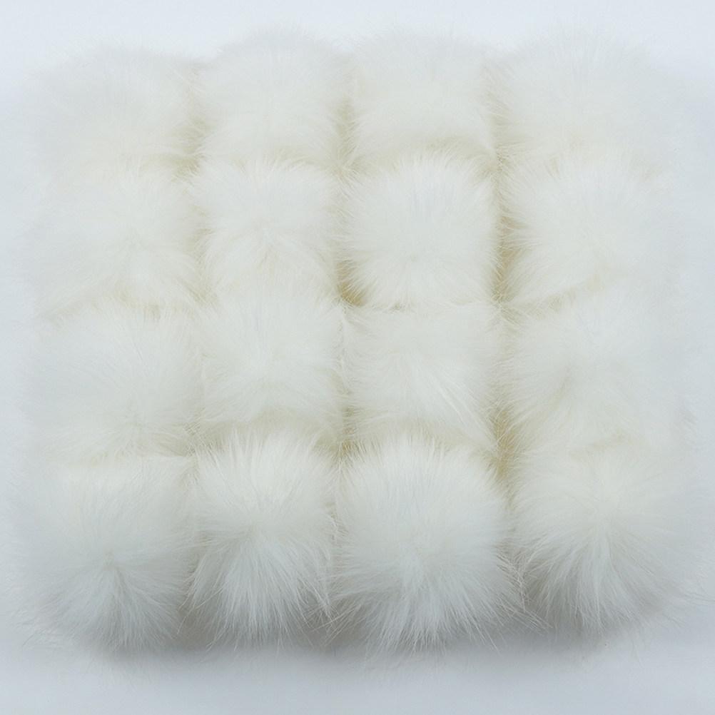 16Pcs Soft Pompom Balls for DIY Sweater Hat Shoes Craft Projects Clothing Accessories Decor Gift Set 8Cm Diameter Elastic Rope