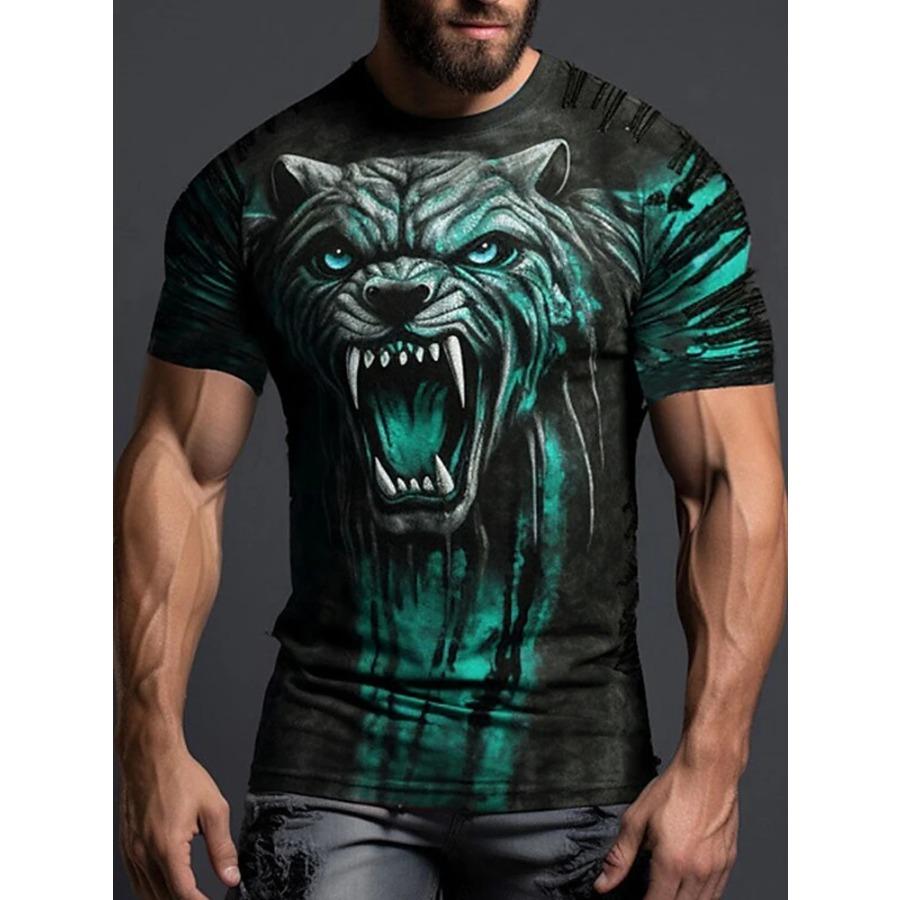 

Летняя повседневная мужская футболка, футболка с короткими рукавами в стиле «городская уличная мода», готическая мужская футболка с принтом «мотоцикл-оборотень» 6XL