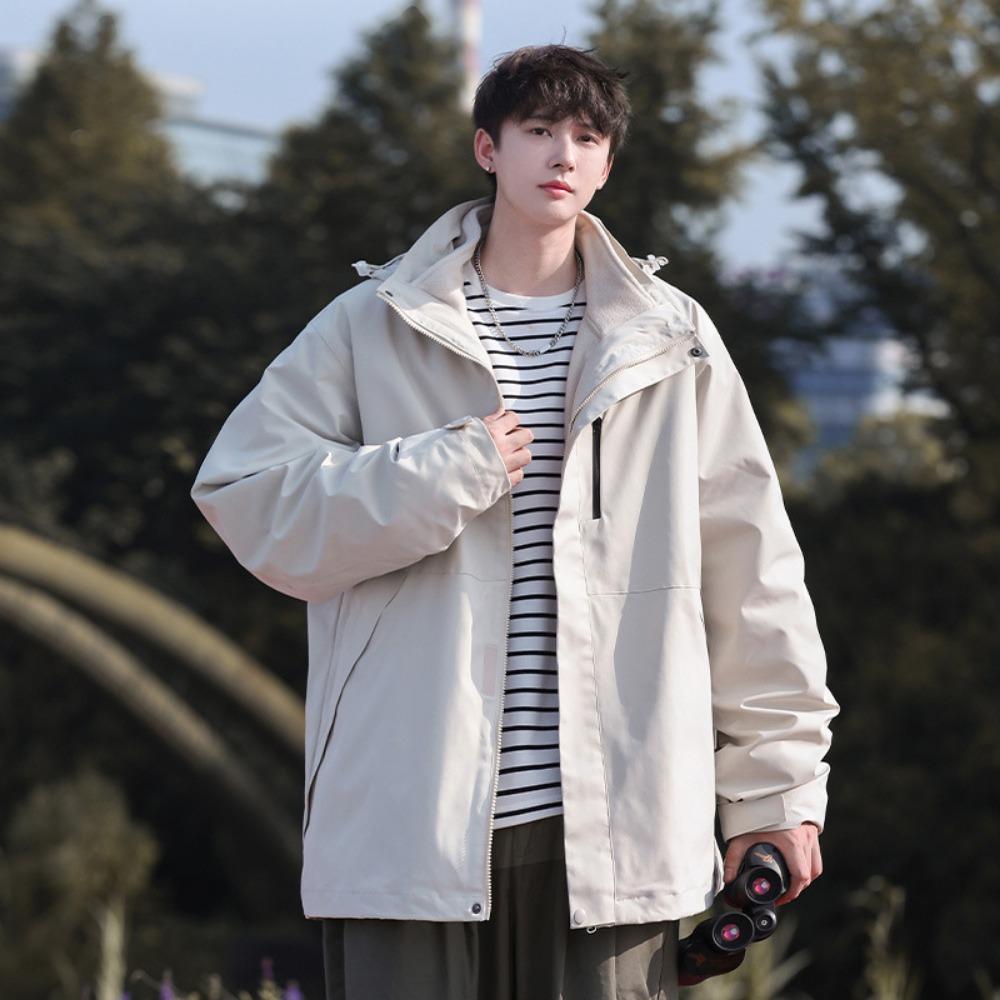 Army Green Outdoor Jacket Men's Three-in-one Removable Autumn and Winter Windproof Waterproof Three-proof Jacket