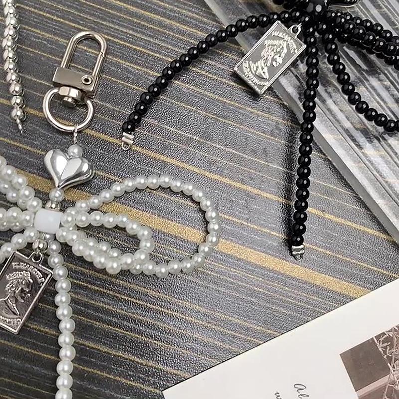 1Pc Camera Bag Key Chain Jewelry Gift Decoration Korean Cute Bow Pearl Phone Pendant Chain Charm Strap Phone Accessories