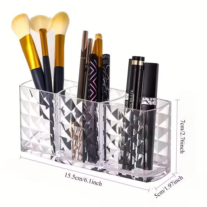 Diamond Patterned Mirror Cabinet Storage Box Clear Acrylic Makeup Storage Box Eyebrow Pencil & Brush Organizer Transparent Cosmetic Holder