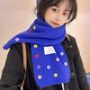 Luochi Knitting~Cute Button Korean Style Wool Scarf – Versatile, Thickened Neck Warmer, Solid Color, Sweet Winter Accessory.