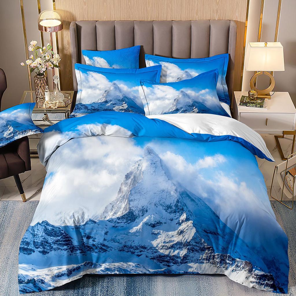 Three-Piece Beautiful Landscape 3D Bedding Stream Waterfall Printing Quilt Cover Home Textile Batch