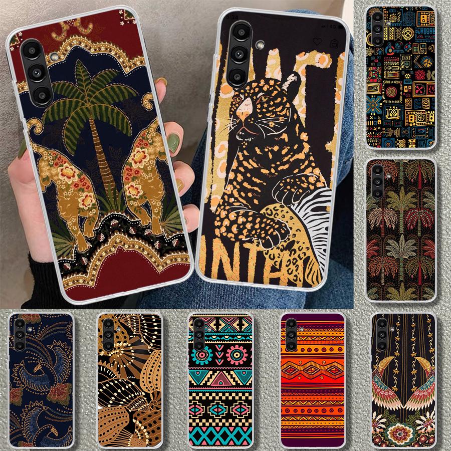 African Style Fabric Pattern Phone Case Cover for Samsung Galaxy A17 A16 A26 A36 A56 A57 A37 A15 A25 A35 A55 A14 A24 A34 A54 A13
