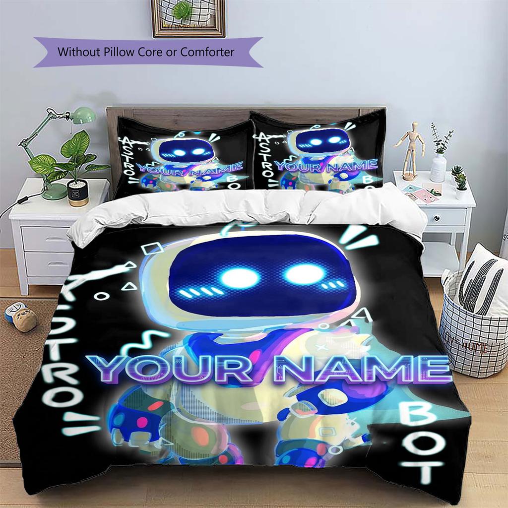 ASTRO BOT Custom Name Pattern Bedding,Quilt Set Quilt Cover Pillowcase Home Birthday Gift(1 * Duvet Cover + 2 * Pillowcase, Without Core)