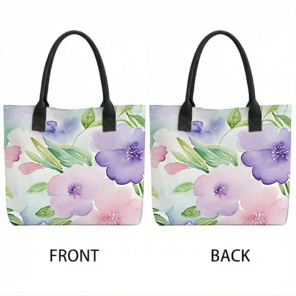 Borsa in Tela con Fiori ad Acquerello Grande Capacità Borsa a Mano Casual per Donna Shopping Quotidiano Viaggio Borsa a Spalla